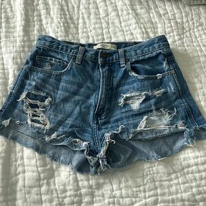 Abercrombie & Fitch Blue Ripped Jean Shorts